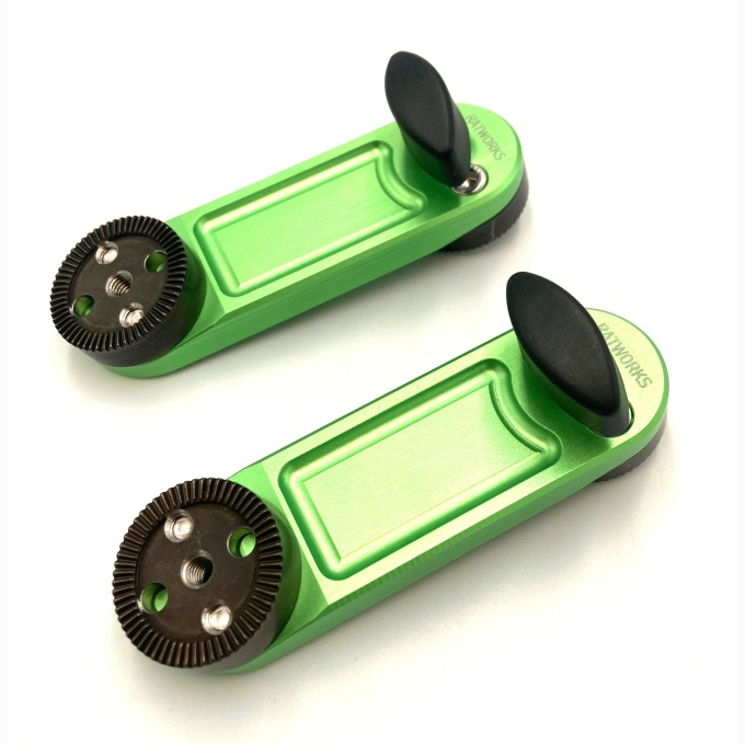 Rosette RatGrips, 15mm LWS, Rosette Dogbones - fluorescent green & pink - Image 4