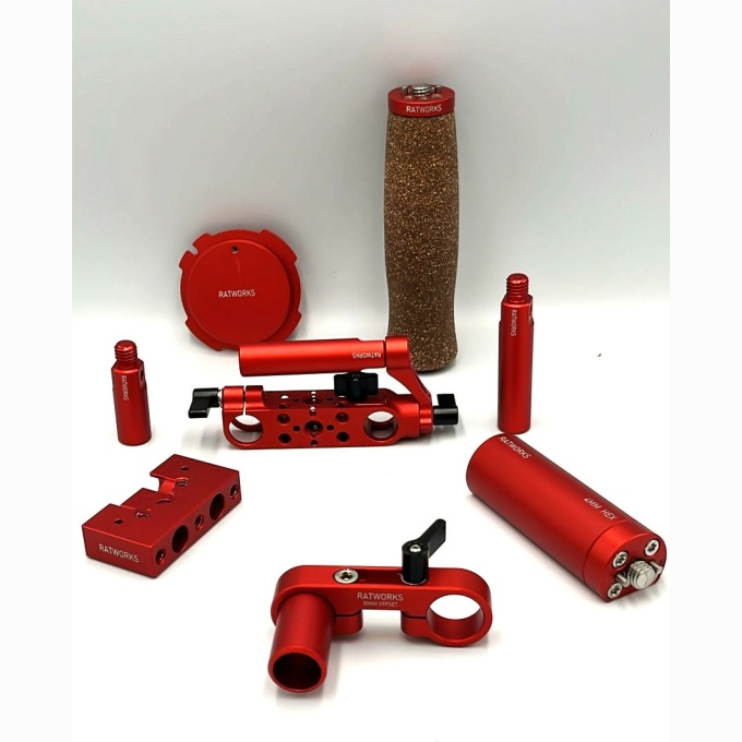 Red Anodized parts - various - 8 parts in total